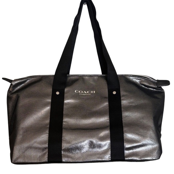 Coach Handbags - Coach Fragrance Metallic Silver Travel Tote  Bag With Zipper Closure